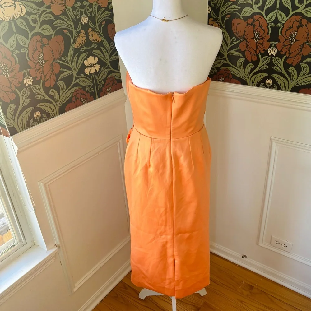 Satin Strapless Midi Pencil Cocktail Dress 🍹🍊 - Picture 4 of 5